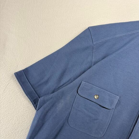 Tommy Bahama Shirt Mens XL Blue Islandzone Cotton Knit Preppy Flap Pockets Solid - Picture 3 of 12